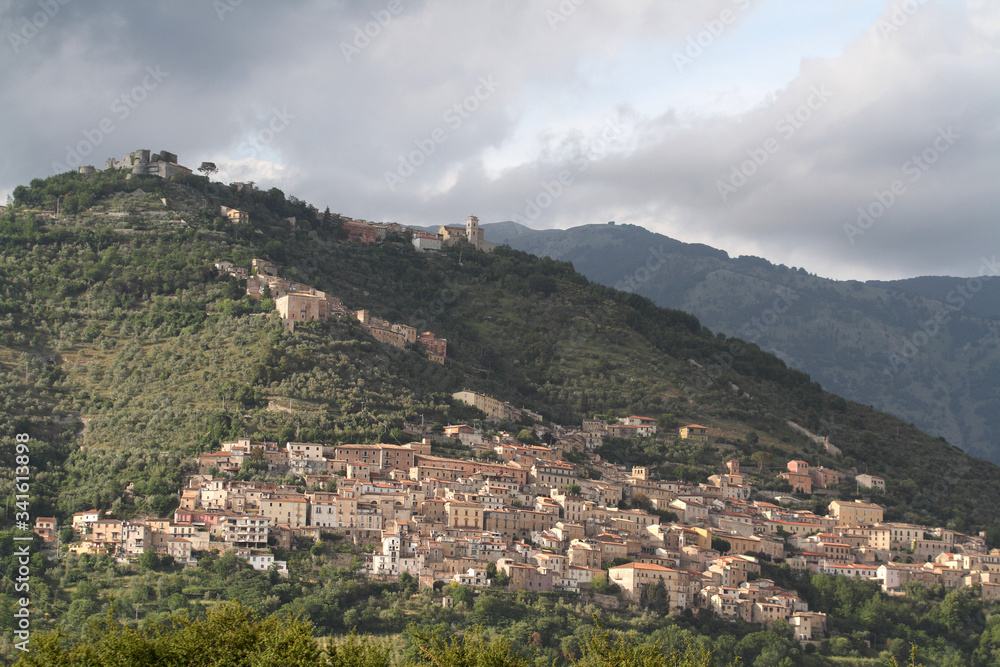 Alvito, Italy - June 8, 2017: Panorama on the houses of Alvito in the province of Frosinone in the Comino Valley