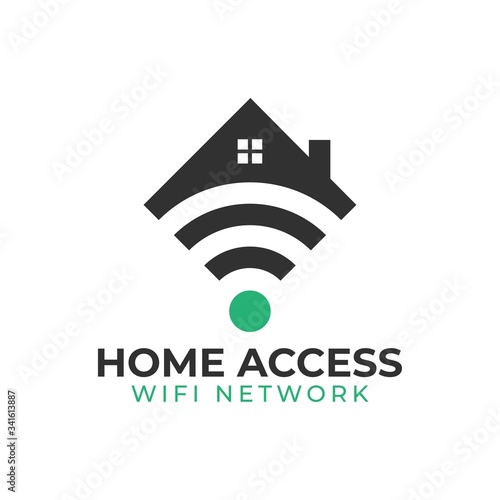 Wifi House Vector Logo. Smart Home Tech Logo Vector. House Net Logo Concept Vector