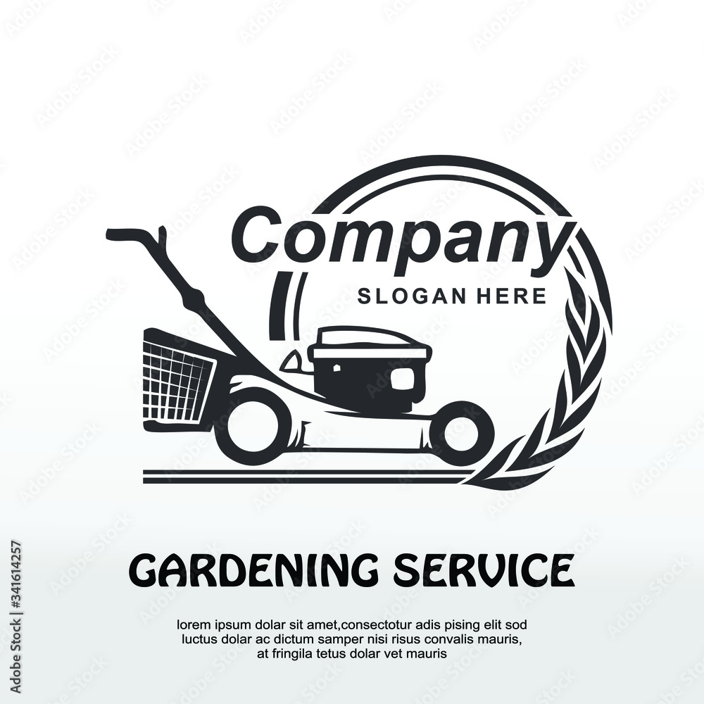 lawnmower logo, lawn moving and lawn care service logo , cutting grass