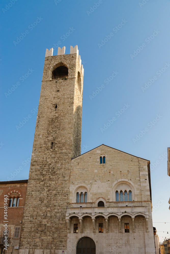 Palazzo Broletto was the seat of government at the time and the lords of the city with the Pgol tower, Brescia, Italy.