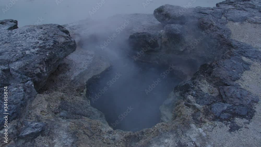 Hot pool near Sulphur Point in Rotorua, New Zealand in the morning // Static Shot Hot pool near Sulphur Point in Rotorua, New Zealand in the morning // Static Shot