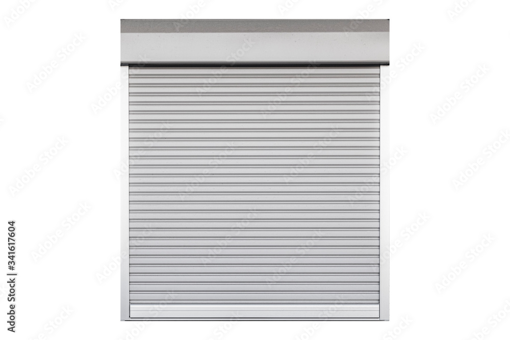 White metal roller door shutter background and texture isolated on a white background White metal roller door shutter background and texture isolated on a white background