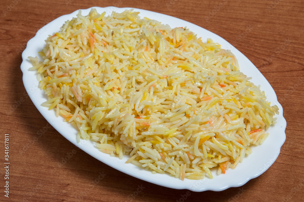 Steam rice in the plate. Steam rice in the plate.