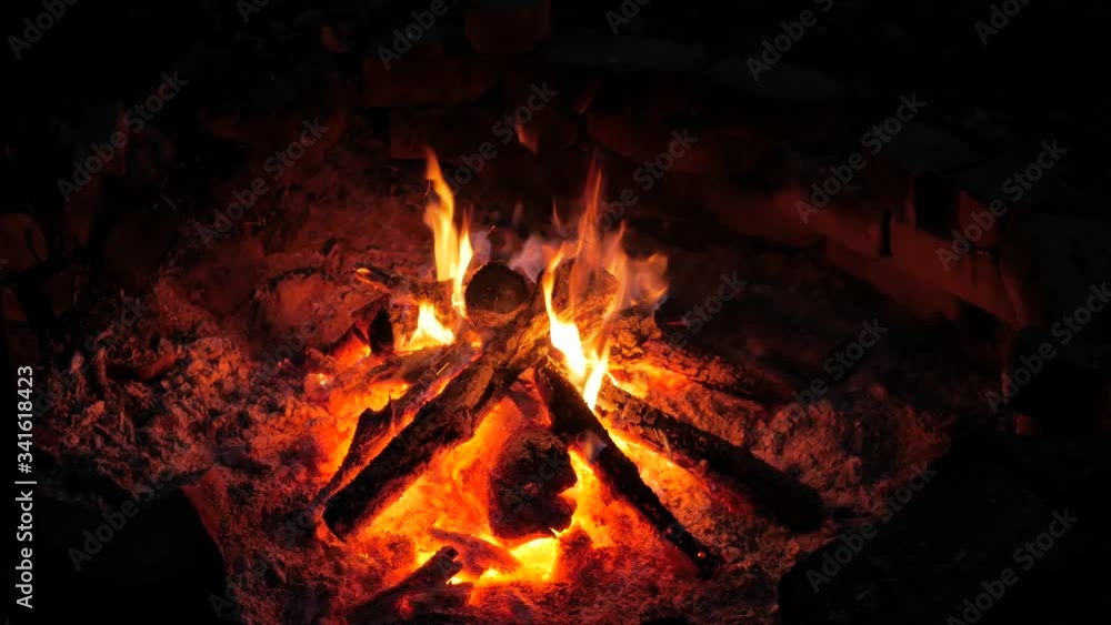 Burning fire at night, campfire, bonfire, flame 4k Burning fire at night, campfire, bonfire, flame 4k