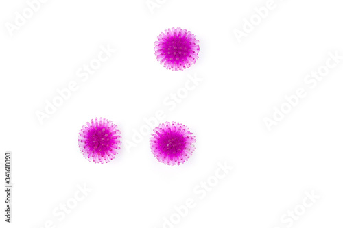 Abstract virus strain model coronavirus covid-19 on white background.