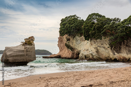Rocks on the beach near Cathedral cove on the Coromandel Peninsula. New Zealand. North Island.