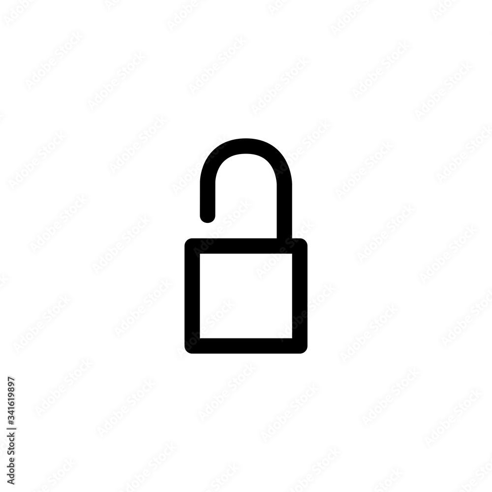 Unlock Icon, isolated on white. User Interface Outline Icon.
Unlock Icon, isolated on white. User Interface Outline Icon.