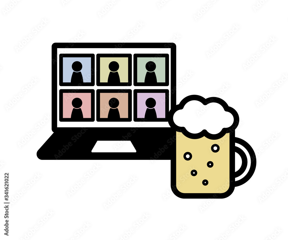 オンライン飲み会のアイコン イラスト テレビ電話 Ilustracion De Stock Adobe Stock