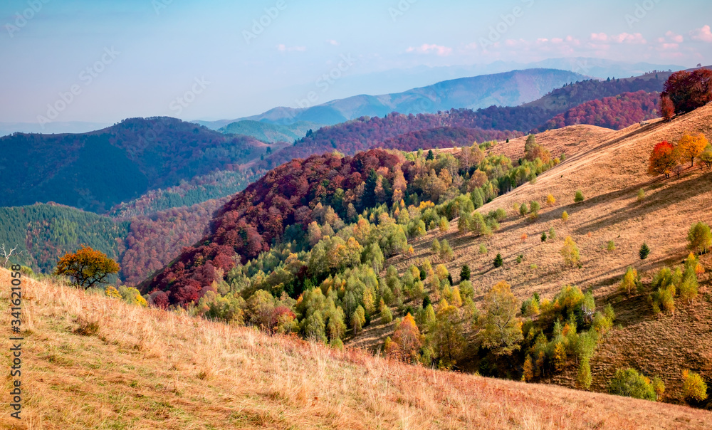 Romanian mountains in autumn season, Cindrel mountains, Paltinis area, Sibiu county, central Romania