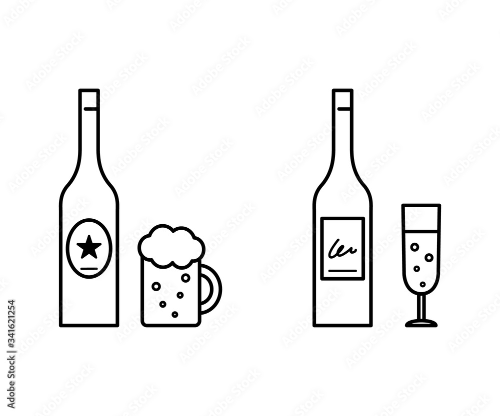 ビールとワインのイラスト ビン ボトル イラスト Stock Illustration Adobe Stock