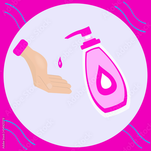 Hand sanitizer vector, symbol alcohol bottle for hand sanitation vector concept banner
