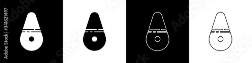 Set Dildo vibrator for sex games icon isolated on black and white background. Sex toy for adult. Vaginal exercise machines for intimate.  Vector Illustration