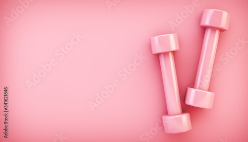 pink fitness dumbbells
