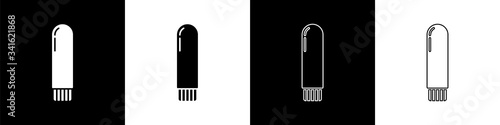 Set Dildo vibrator for sex games icon isolated on black and white background. Sex toy for adult. Vaginal exercise machines for intimate.  Vector Illustration