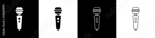 Set Dildo vibrator for sex games icon isolated on black and white background. Sex toy for adult. Vaginal exercise machines for intimate.  Vector Illustration