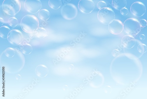 Realistic soap bubbles flying