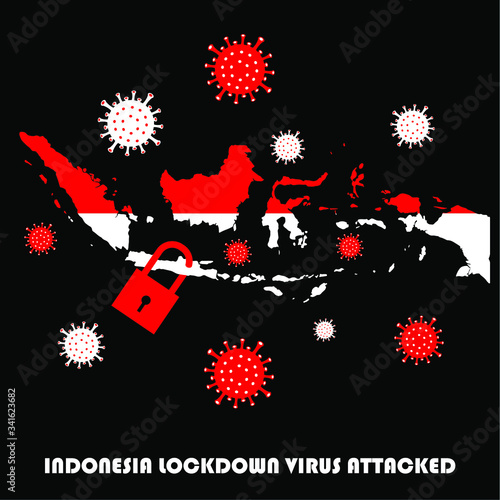 pandemic virus corona disaster attacked Indonesia country  illustration