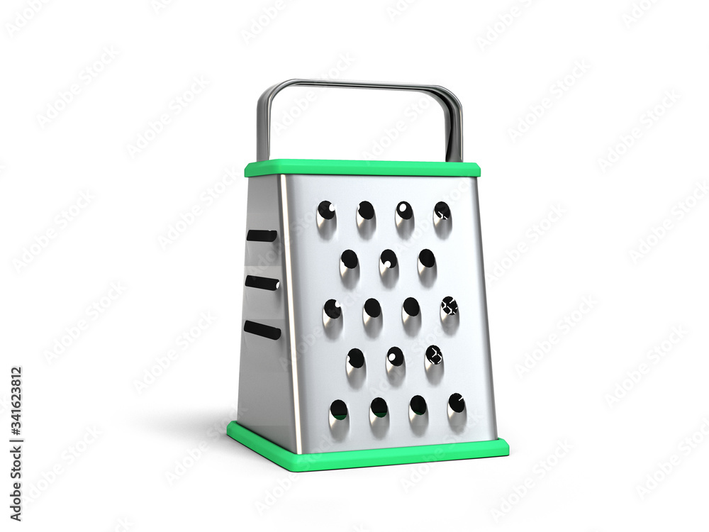 grater for cheese and vegetables cooking tool 3d render on white grater for cheese and vegetables cooking tool 3d render on white