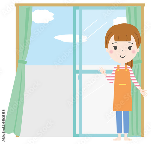 換気　開ける　イラスト1