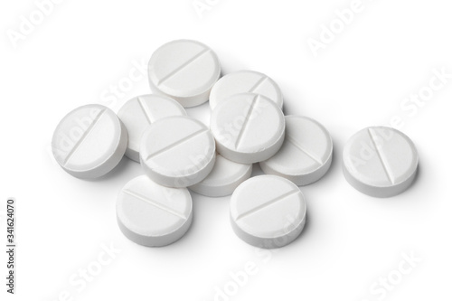 White round medicine tablets