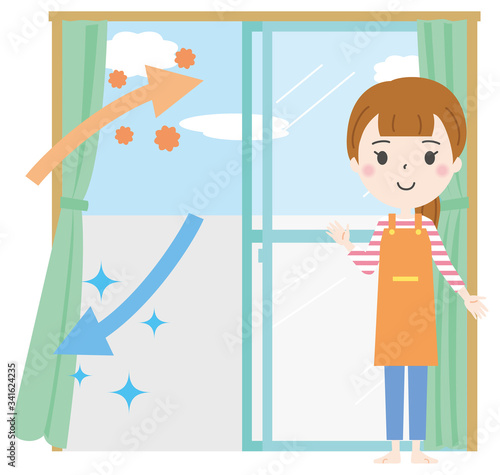 換気　開ける　イラスト3