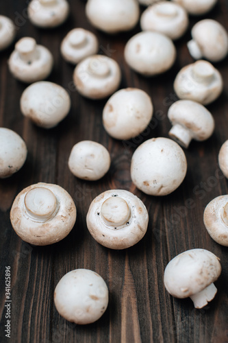 Closeup mushrooms on a table