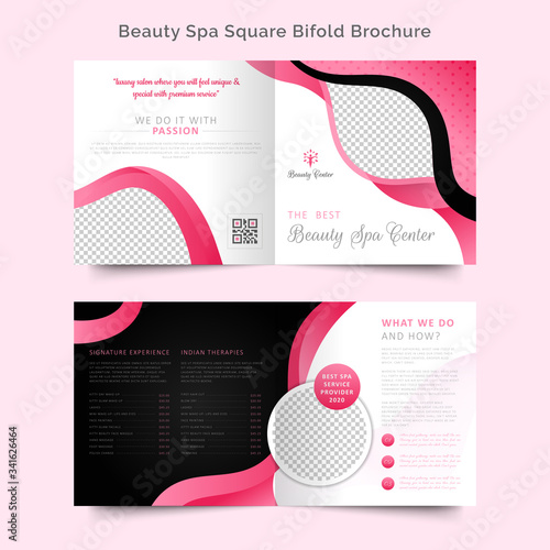 Multipurpose modern corporate square bi-fold brochure design template or beauty spa bi fold brochure