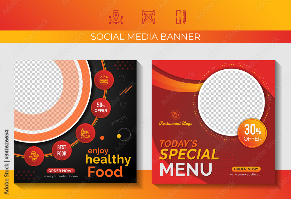 Social media banner or Instagram ad design template - obrazy, fototapety, plakaty 