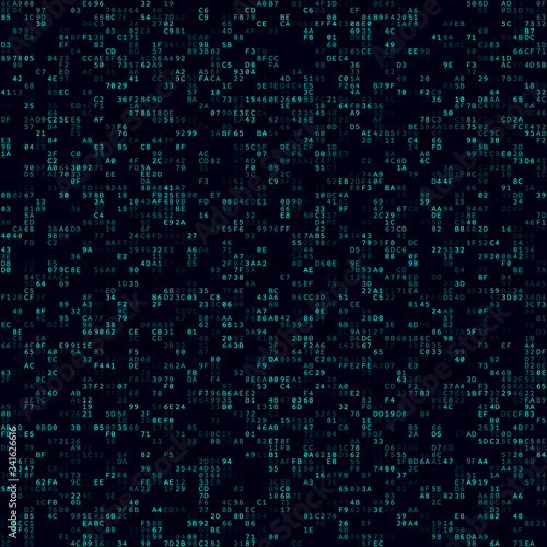 Technology Background. Cyan sparse hexademical pairs background. Big sized seamless pattern. Captivating vector illustration. © Eugene Ga