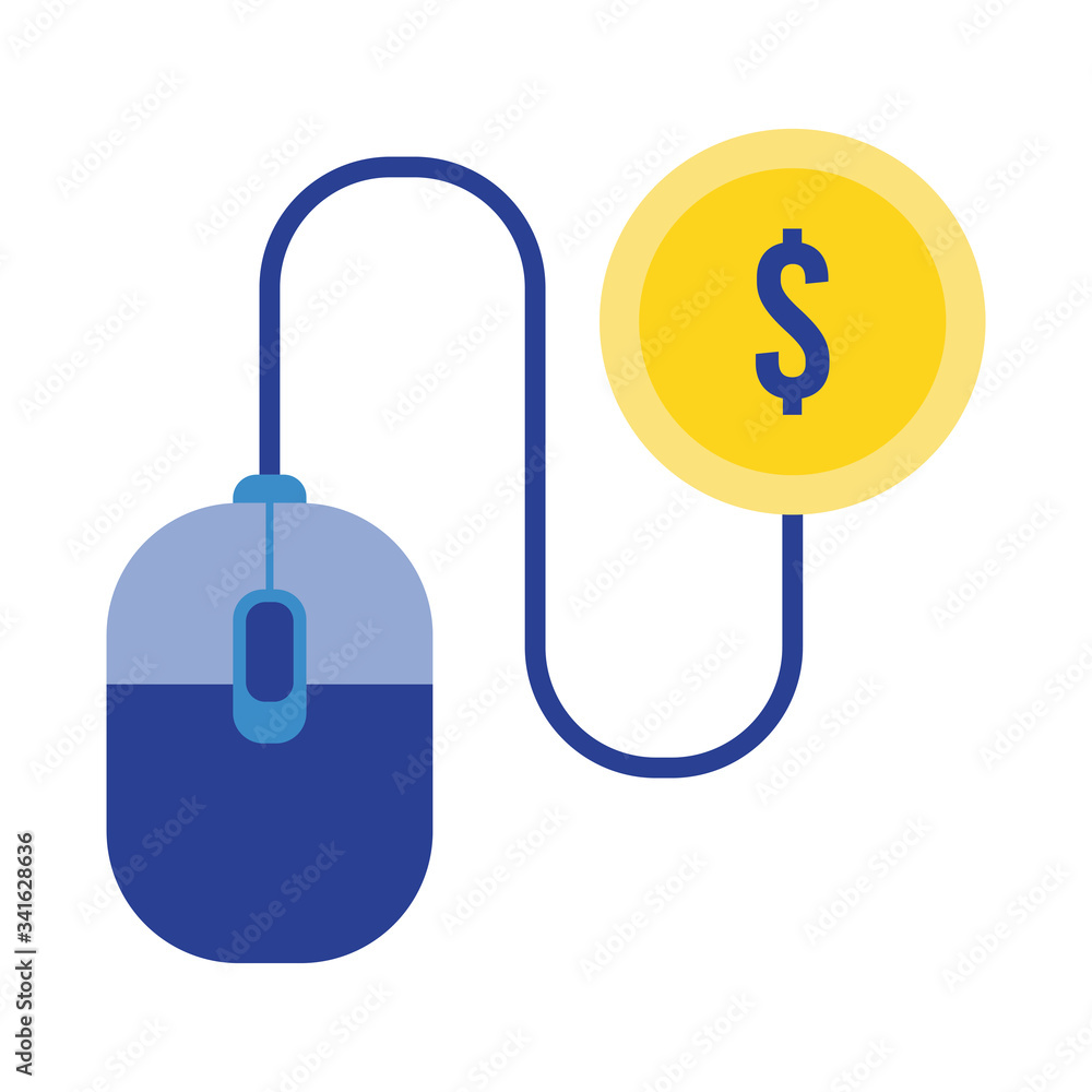 coin money dollar with mouse flat style icon coin money dollar with mouse flat style icon
