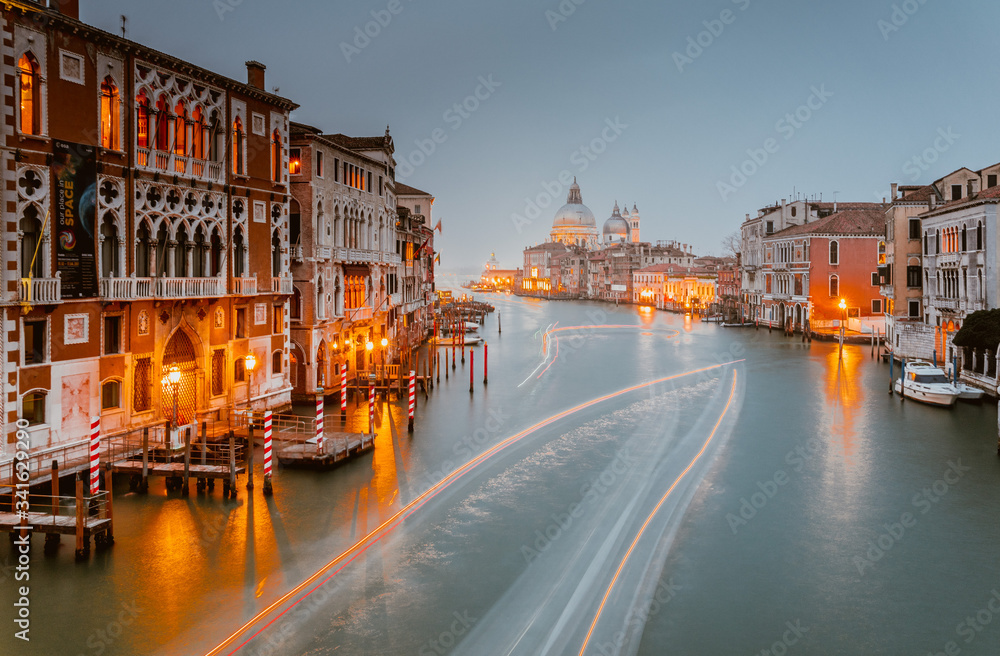 Naklejka premium view of Santa Maria della Salute church on sunset. Venice, Italy