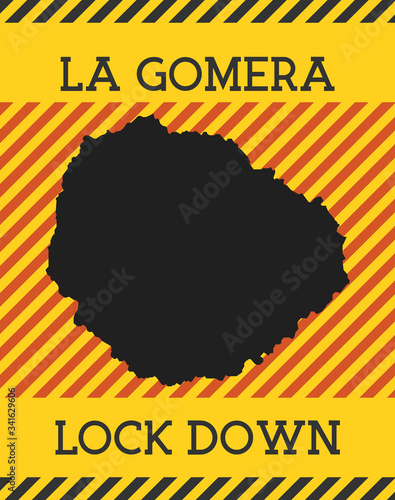 La Gomera Lock Down Sign. Yellow island pandemic danger icon. Vector illustration.