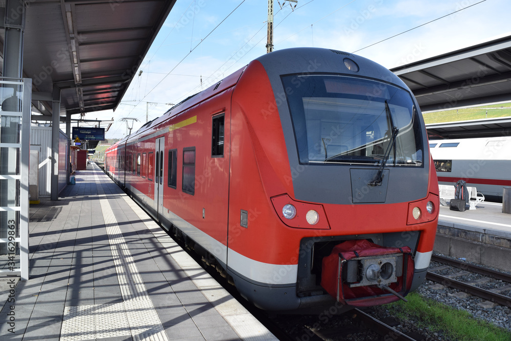 Suburban train at Würzburg Central Station, Germany