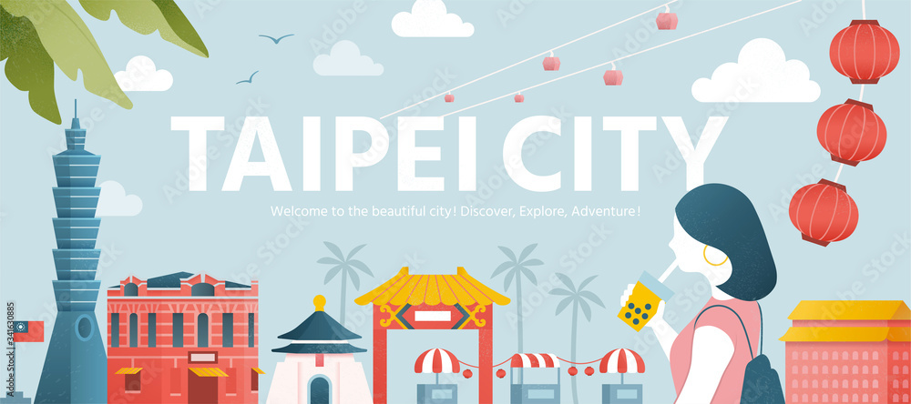 Obraz premium Projekt transparentu turystyki w Tajpej