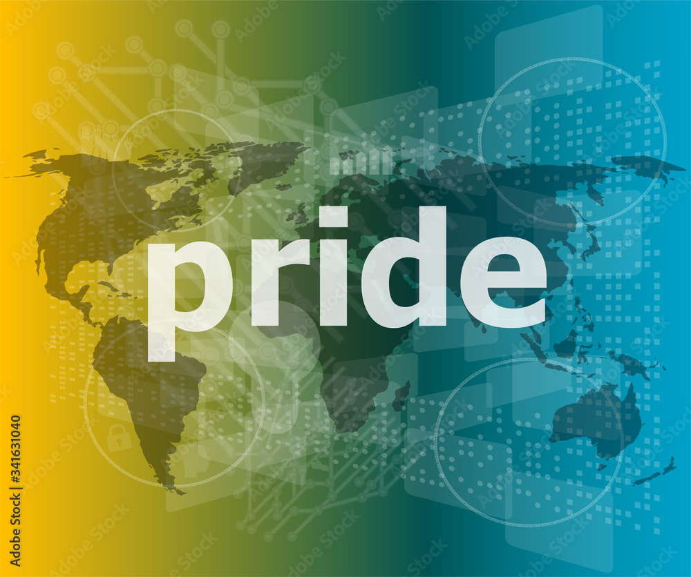 The word pride on business digital touch screen