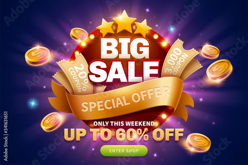 Big sale pop up ads with coupons