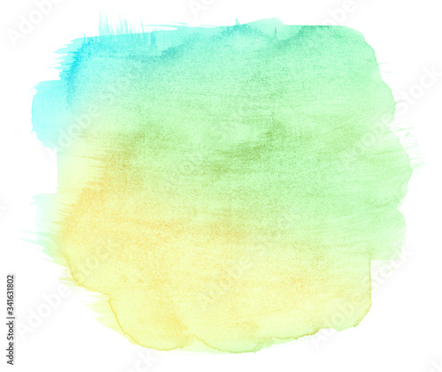 Multicolored watercolor stains in pastel colors with natural stains on a paper basis. Isolated hand-drawn frame for design. Abstract unique background.