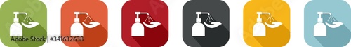 Coloured icon of a bottle of hydroalcoholic gel for disinfecting the hands