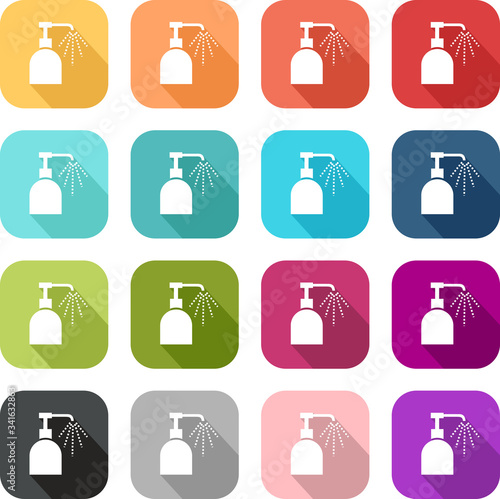 Coloured icon of a bottle of hydroalcoholic gel for disinfecting the hands