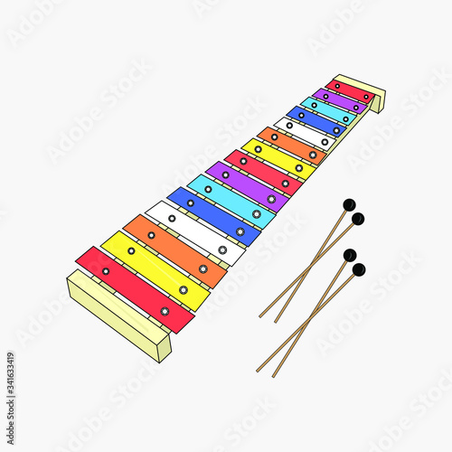 Illustration design of colorful xylophone musical instrument shapes