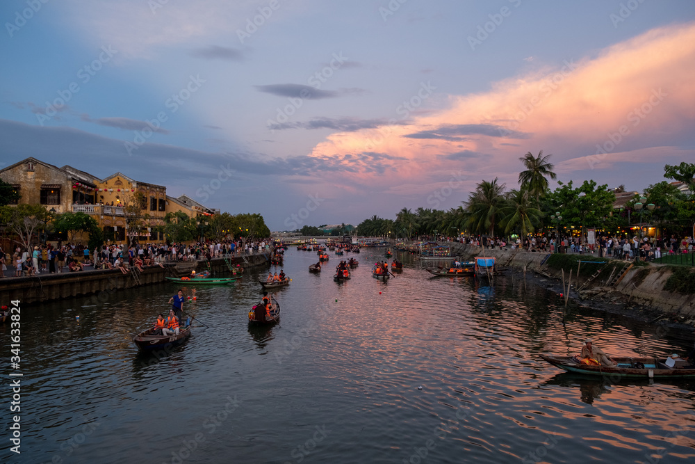 twilight scene of ancient Hoi An city in the Chinese style, Vietnam