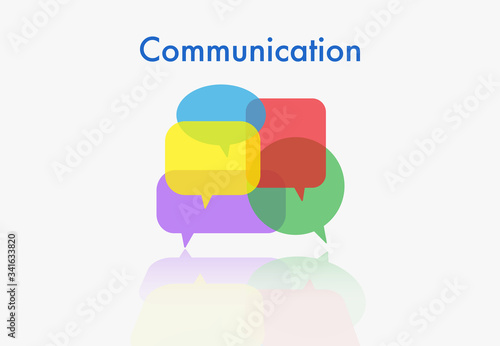 Colourful speech bubbles in a row with space for text. Communication concept. Social network.