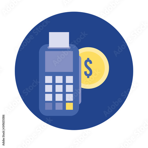 coin money dollar with voucher block and flat style icon