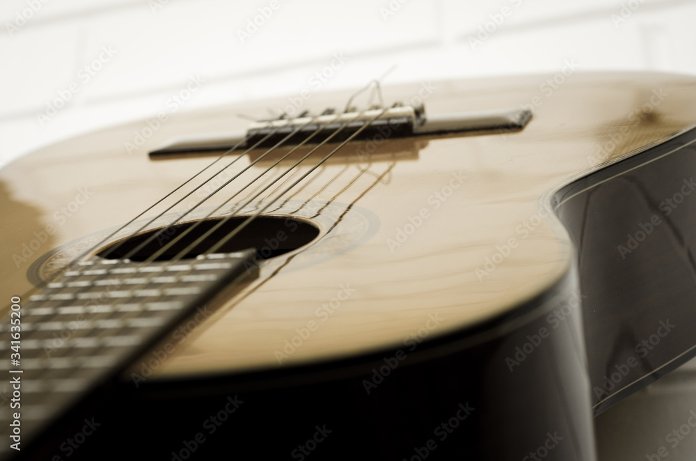 Fototapeta premium acoustic guitar close up