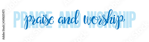 praise and worship Vector brush calligraphy banner, inspirational typography, Thin segment line font, minimalist type