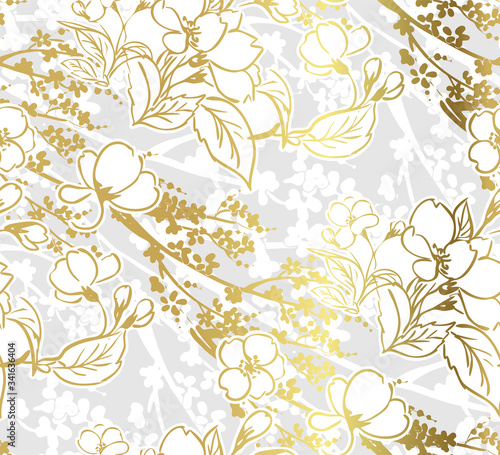 sakura sketch vector japanese chinese design seamless pattern
