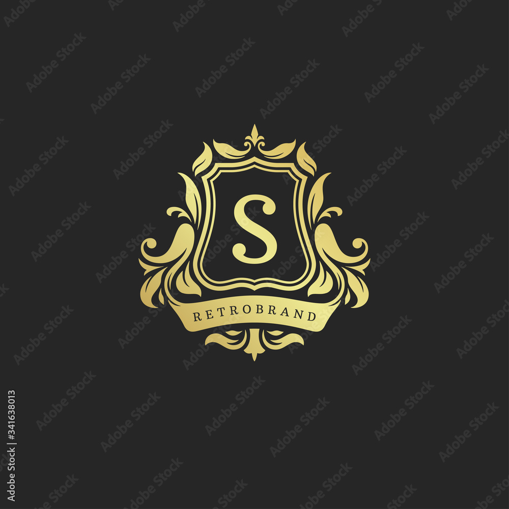 Fototapeta premium Luxury vintage ornament logo monogram crest template design vector illustration