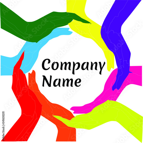 Multi color Hands concept logo vector art
