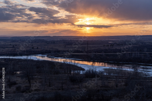 Spring sunset overlooking the Irkut River © tilpich