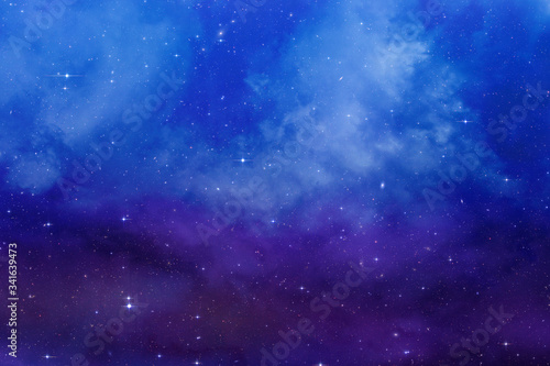 Nebula and galaxies in deep, dark space. Abstract cosmos background. Starry sky.